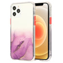 For iPhone 12 mini Marble Pattern Glittery Powder Shockproof TPU + Acrylic Protective Case with Detachable Buttons(Purple)