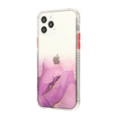 For iPhone 12 mini Marble Pattern Glittery Powder Shockproof TPU + Acrylic Protective Case with Detachable Buttons(Purple)