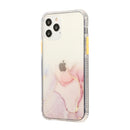 For iPhone 12 mini Marble Pattern Glittery Powder Shockproof TPU + Acrylic Protective Case with Detachable Buttons(Pink)