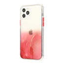 For iPhone 12 mini Marble Pattern Glittery Powder Shockproof TPU + Acrylic Protective Case with Detachable Buttons(Red)