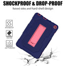 For Amazon Kindle Fire HD 8 (2020) B2Contrast Color Silicone + PC Protective Case with Holder(Navy Blue+Rose Red)