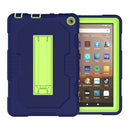 For Amazon Kindle Fire HD 8 (2020) B2Contrast Color Silicone + PC Protective Case with Holder(Navy Blue+Olivine)