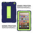 For Amazon Kindle Fire HD 8 (2020) B2Contrast Color Silicone + PC Protective Case with Holder(Navy Blue+Olivine)