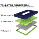 For Amazon Kindle Fire HD 8 (2020) B2Contrast Color Silicone + PC Protective Case with Holder(Navy Blue+Olivine)