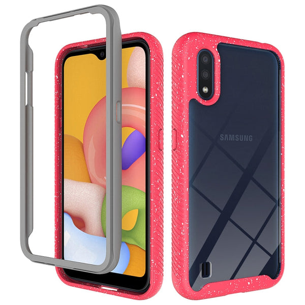 For Samsung Galaxy A01 Shockproof Starry Sky PC + TPU Protective Case(Red)