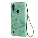 For Motorola Moto E6s (2020) 3D Butterfly Embossed Pattern Horizontal Flip Leather Case with Holder & Card Slot & Wallet & Lanyard(Green)