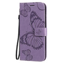 For Motorola Moto E6s (2020) 3D Butterfly Embossed Pattern Horizontal Flip Leather Case with Holder & Card Slot & Wallet & Lanyard(Purple)