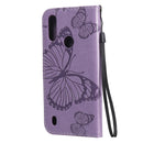 For Motorola Moto E6s (2020) 3D Butterfly Embossed Pattern Horizontal Flip Leather Case with Holder & Card Slot & Wallet & Lanyard(Purple)
