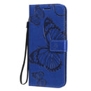 For Motorola Moto E6s (2020) 3D Butterfly Embossed Pattern Horizontal Flip Leather Case with Holder & Card Slot & Wallet & Lanyard(Blue)