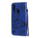 For Motorola Moto E6s (2020) 3D Butterfly Embossed Pattern Horizontal Flip Leather Case with Holder & Card Slot & Wallet & Lanyard(Blue)