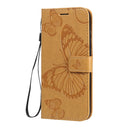 For Motorola Moto E6s (2020) 3D Butterfly Embossed Pattern Horizontal Flip Leather Case with Holder & Card Slot & Wallet & Lanyard(Yellow)