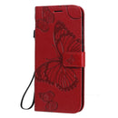 For Motorola Moto E6s (2020) 3D Butterfly Embossed Pattern Horizontal Flip Leather Case with Holder & Card Slot & Wallet & Lanyard(Red)
