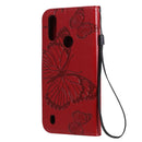 For Motorola Moto E6s (2020) 3D Butterfly Embossed Pattern Horizontal Flip Leather Case with Holder & Card Slot & Wallet & Lanyard(Red)