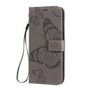 For Motorola Moto E6s (2020) 3D Butterfly Embossed Pattern Horizontal Flip Leather Case with Holder & Card Slot & Wallet & Lanyard(Grey)