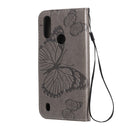 For Motorola Moto E6s (2020) 3D Butterfly Embossed Pattern Horizontal Flip Leather Case with Holder & Card Slot & Wallet & Lanyard(Grey)