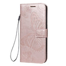 For Motorola Moto E6s (2020) 3D Butterfly Embossed Pattern Horizontal Flip Leather Case with Holder & Card Slot & Wallet & Lanyard(Rose Gold)