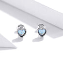 S925 Sterling Silver Simple Heart of Glass Earrings