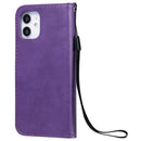 For iPhone 12 mini Solid Color Horizontal Flip Protective Leather Case with Holder & Card Slots & Wallet & Photo Frame & Lanyard(Purple)