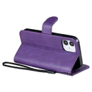For iPhone 12 mini Solid Color Horizontal Flip Protective Leather Case with Holder & Card Slots & Wallet & Photo Frame & Lanyard(Purple)