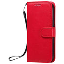 For iPhone 12 mini Solid Color Horizontal Flip Protective Leather Case with Holder & Card Slots & Wallet & Photo Frame & Lanyard(Red)