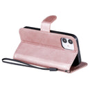 For iPhone 12 mini Solid Color Horizontal Flip Protective Leather Case with Holder & Card Slots & Wallet & Photo Frame & Lanyard(Rose Gold)