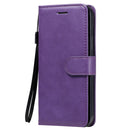 For iPhone 12 / 12 Pro Solid Color Horizontal Flip Protective Leather Case with Holder & Card Slots & Wallet & Photo Frame & Lanyard(Purple)