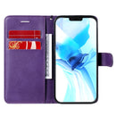 For iPhone 12 / 12 Pro Solid Color Horizontal Flip Protective Leather Case with Holder & Card Slots & Wallet & Photo Frame & Lanyard(Purple)