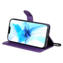 For iPhone 12 / 12 Pro Solid Color Horizontal Flip Protective Leather Case with Holder & Card Slots & Wallet & Photo Frame & Lanyard(Purple)