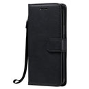 For iPhone 12 / 12 Pro Solid Color Horizontal Flip Protective Leather Case with Holder & Card Slots & Wallet & Photo Frame & Lanyard(Black)