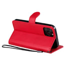 For iPhone 12 / 12 Pro Solid Color Horizontal Flip Protective Leather Case with Holder & Card Slots & Wallet & Photo Frame & Lanyard(Red)
