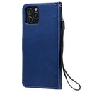 For iPhone 12 / 12 Pro Solid Color Horizontal Flip Protective Leather Case with Holder & Card Slots & Wallet & Photo Frame & Lanyard(Blue)