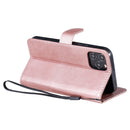 For iPhone 12 / 12 Pro Solid Color Horizontal Flip Protective Leather Case with Holder & Card Slots & Wallet & Photo Frame & Lanyard(Rose Gold)