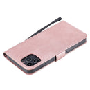 For iPhone 12 / 12 Pro Solid Color Horizontal Flip Protective Leather Case with Holder & Card Slots & Wallet & Photo Frame & Lanyard(Rose Gold)