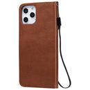 For iPhone 12 Pro Max Solid Color Horizontal Flip Protective Leather Case with Holder & Card Slots & Wallet & Photo Frame & Lanyard(Brown)