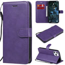 For iPhone 12 Pro Max Solid Color Horizontal Flip Protective Leather Case with Holder & Card Slots & Wallet & Photo Frame & Lanyard(Purple)