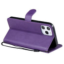For iPhone 12 Pro Max Solid Color Horizontal Flip Protective Leather Case with Holder & Card Slots & Wallet & Photo Frame & Lanyard(Purple)