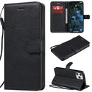 For iPhone 12 Pro Max Solid Color Horizontal Flip Protective Leather Case with Holder & Card Slots & Wallet & Photo Frame & Lanyard(Black)