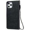 For iPhone 12 Pro Max Solid Color Horizontal Flip Protective Leather Case with Holder & Card Slots & Wallet & Photo Frame & Lanyard(Black)