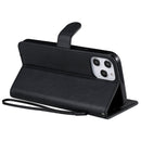 For iPhone 12 Pro Max Solid Color Horizontal Flip Protective Leather Case with Holder & Card Slots & Wallet & Photo Frame & Lanyard(Black)