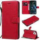 For iPhone 12 Pro Max Solid Color Horizontal Flip Protective Leather Case with Holder & Card Slots & Wallet & Photo Frame & Lanyard(Red)
