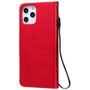 For iPhone 12 Pro Max Solid Color Horizontal Flip Protective Leather Case with Holder & Card Slots & Wallet & Photo Frame & Lanyard(Red)