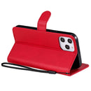 For iPhone 12 Pro Max Solid Color Horizontal Flip Protective Leather Case with Holder & Card Slots & Wallet & Photo Frame & Lanyard(Red)