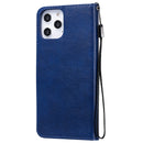 For iPhone 12 Pro Max Solid Color Horizontal Flip Protective Leather Case with Holder & Card Slots & Wallet & Photo Frame & Lanyard(Blue)
