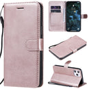 For iPhone 12 Pro Max Solid Color Horizontal Flip Protective Leather Case with Holder & Card Slots & Wallet & Photo Frame & Lanyard(Rose Gold)
