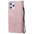For iPhone 12 Pro Max Solid Color Horizontal Flip Protective Leather Case with Holder & Card Slots & Wallet & Photo Frame & Lanyard(Rose Gold)