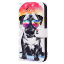 For iPhone 12 / 12 Pro 3D Painted Pattern Horizontal Flip Leather Case with Holder & Wallet & Card slot & Lanyard(Glasses Dog)