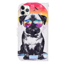 For iPhone 12 / 12 Pro 3D Painted Pattern Horizontal Flip Leather Case with Holder & Wallet & Card slot & Lanyard(Glasses Dog)