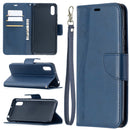 For Xiaomi Redmi 9A Retro Lambskin Texture Pure Color Horizontal Flip PU Leather Case with Holder & Card Slots & Wallet & Lanyard(Blue)