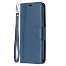 For Xiaomi Redmi 9A Retro Lambskin Texture Pure Color Horizontal Flip PU Leather Case with Holder & Card Slots & Wallet & Lanyard(Blue)