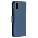 For Xiaomi Redmi 9A Retro Lambskin Texture Pure Color Horizontal Flip PU Leather Case with Holder & Card Slots & Wallet & Lanyard(Blue)